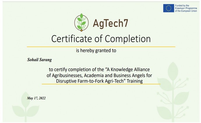 Training Certificate-. AgTech7 